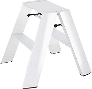 Hasegawa Ladders Lucano Step Stool, Wide 2, White