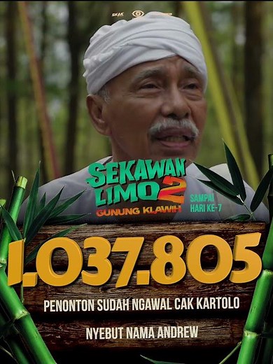 Sampai hari ke-7 tayang, 1.037.805 penonton sudah ngawal Cak Kartolo nyebut nama Andrew 😁