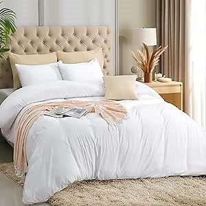 Utopia Bedding Duvet Cover Set with Pillowcases - 3 Pieces Bedding Duvet Cover with Zipper Closure - 1 Duvet Cover with 2 Pillowcases - Soft Brushed Microfiber (Queen, White)