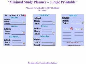 Minimalist Weekly Study Planner - Etsy Canada