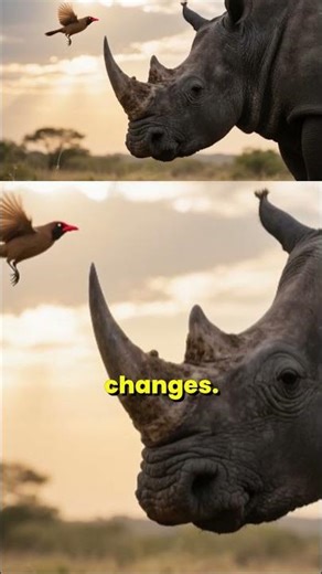 The Bird's Warning Sign Triggers the Rhino's Attack #Wildlife #Shorts