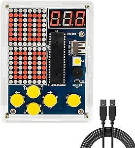 Handheld Games Console Kit - MakerFocus DIY Simple Soldering Practice Kit Classical Games with Light and Case for STEM School Education Kids Build Your Own Games Console