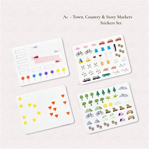 Stickers - Town, Country & Story Markers Set A1 | Make Your Own Map Stickers | Bullet Journal Stickers | Planner Stickers - Etsy