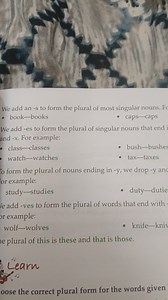 Rules for Forming Plurals of NounsWe add an -s to form the pl... | Filo