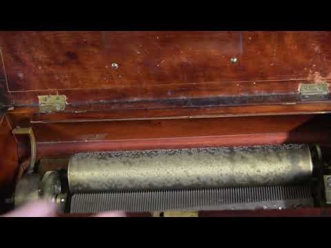 Early lever wind Swiss music box playing Anvil Chorus