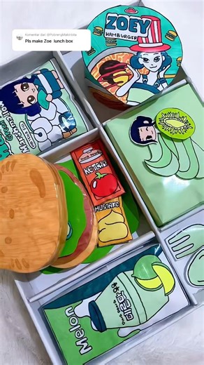 PACKING PAPER SQUISHY LUNCH BOX ( HUNTRIX ) 🥝💚 #shorts #papersquishy #lunchbox #kpopdemonhunters
