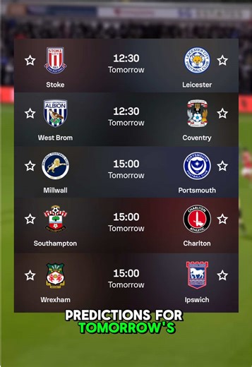 EFL Predictions for Tomorrow's Games