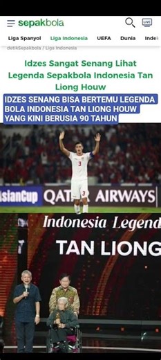 Idzes is thrilled to see Indonesian football legend Tan Liong Houw, who is now 90 years old.