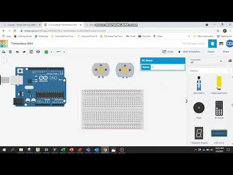 Tinkercad circuit with 2 DC motors and an H Bridge Part 1