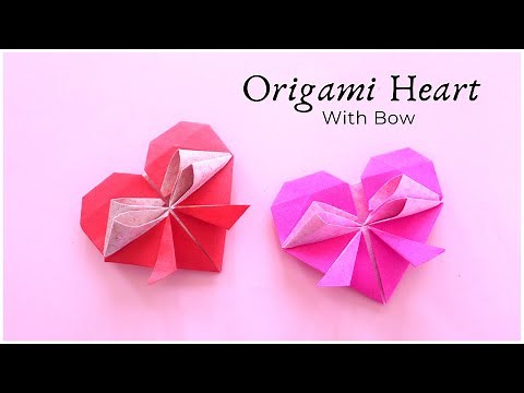 Origami Paper Heart with Bow Tutorial Step by Step