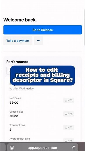 How to edit receipts and billing descriptors in Square app?
