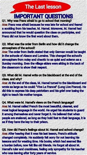 Class 12 English Chapter 1 | The Last Lesson | Full Explanation and IMP Question Answer | MP Board