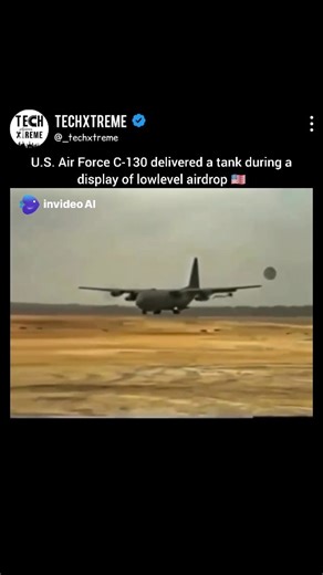 Interesting Engineering on Instagram: ""Precision at its peak! The U.S. Air Force C-130 showcases its unmatched capability with a stunning low-level airdrop, delivering a tank with pinpoint accuracy. A true testament to engineering brilliance, operational excellence, and tactical precision! What do you think about this mind-blowing demonstration? Drop your thoughts below!""
