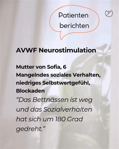 AVWF Neurostimulation – für Kinder Bei der Audiovisuellen Wahrnehmungsförderung kombinieren wir visuelle und auditive Stimulation für messbare Erfolge bei: ✅ Legasthenie & Lese-Rechtschreibschwäche ✅ ADHS & Konzentrationsschwierigkeiten ✅ autistischen Zügen ✅ Wahrnehmungsstörungen Messbare Resultate: 🔹 Das Gehirn wird „schneller“ 🔹 Erfolgreicheres Lernverhalten 🔹 Grob- und Feinmotorik besser 🔹 Bessere Wahrnehmung und Verarbeitung 🔹 Ordnungsschwellen Low Level Nur 10 Stunden Therapie - langf