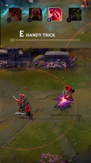@ekkological_off on Instagram: "Handy trick (E) Two-Shiv Poison (E) -to- Handy trick (E) NEW: Shaco create demonic hands that increase his basic attack range by 250. While this ability is active all basic attacks will hit enemies from behind."