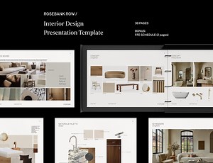 Interior Design Client Presentation Template, Concept Mood Material Board Template for Interior Designers, Canva, Powerpoint, FFE Schedule - Etsy