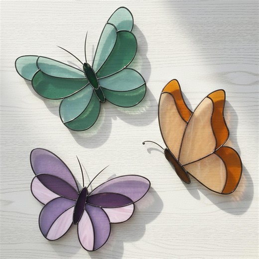 Triple Butterfly Stained Glass Pattern: Modern Suncatcher DIY (PDF/JPEG) - Etsy Australia