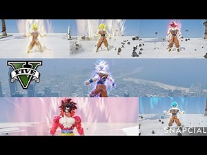 GTA 5 - Ultimate Dragon Ball Mod All GOKU's Transformation And Moveset Showcase Gameplay