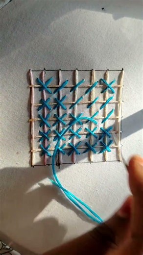 How to Embroider a Beautiful Lattice Filling Stitch#handmade#slowstitching#diyembroidery#needlework