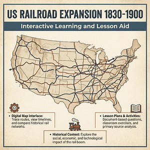 US Railroad Expansion Interactive Digital Lesson & Quiz | 1830-1900 US History