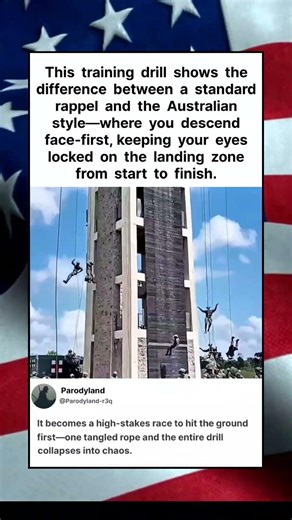 This training drill highlights the contrast between a standard rappel and the Australian #shorts