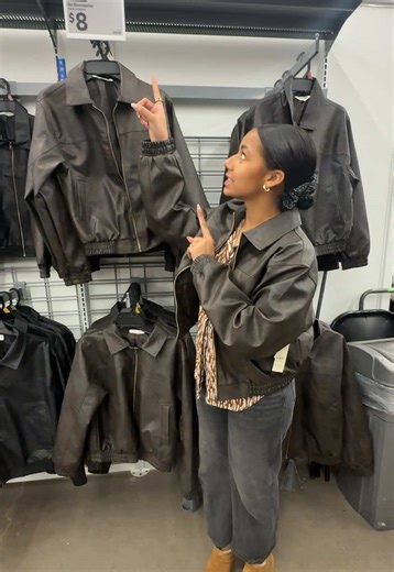 this leather jacket is literally so cute ($8 is THRIFT PRICES like whattt) #walmartfinds #clothingfinds #leatherjacket #foryoupage #pinterestaesthetic