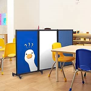 Mobile Classroom Dividers, Rolling Magnetic Whiteborad Room Partition, Freestanding Preschool Room dividers, for Homeschool Commercial Daycare, Panels