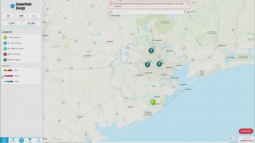 CenterPoint's new power outage tracker map now live online