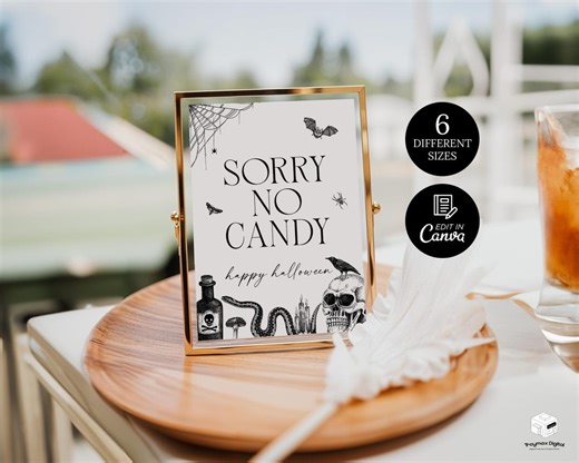 No Candy Halloween Sign Template, Halloween Sorry No Candy Door Sign, Printable Trick or Treat, Out of Candy Sign, Halloween Away From Home - Etsy Ireland