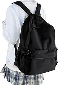 Classic Basic Black Backpack For Women,Waterproof High School Bookbag,Lightweight Casual Travel Daypack,College Backpack Men,Middle School Bag For Girls Boys