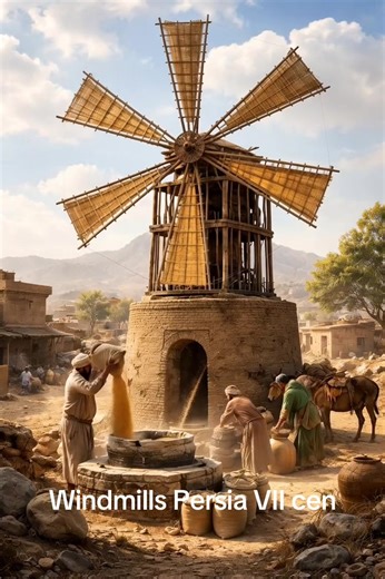 Windmills Persia VII cen #inventions #facts #history #shorts #virale