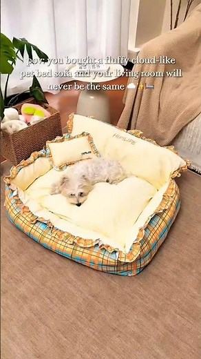 Cloud Comfort Bed for Pets — Soft, Cozy & Dreamy! 💛#Temu #TemuFinds #PetLovers #PetComfort #temu