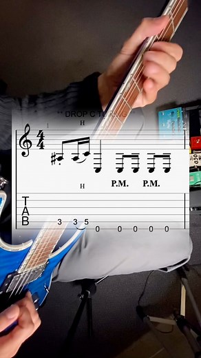 This riff is in Drop C, to play it in standard tuning use the frets 5 & 7 instead! / Kristofer Dahl #dropc #droptuning #heavymetal #metalguitar #guitarriff #ltdguitars | GMC Guitar Lessons