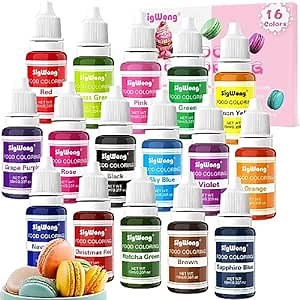 Food Coloring Liquid - 16 Colors Vibrant Food Coloring Set, Upgraded Tasteless Food Grade Food Dye for Cake Decorating, Baking, Cookies, Icing, Slime, Easter Egg, Fondant and DIY Crafts - 10ml Bottles