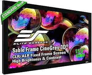 Elite Screens 150 inch CLR and ALR Projector Screen 16:9 4K, Standard Throw Projection Screen, Fixed Frame Projector Screen Grey, Indoor Movie Screen Home Theater - Sable Frame CineGrey 3D ER150DHD3
