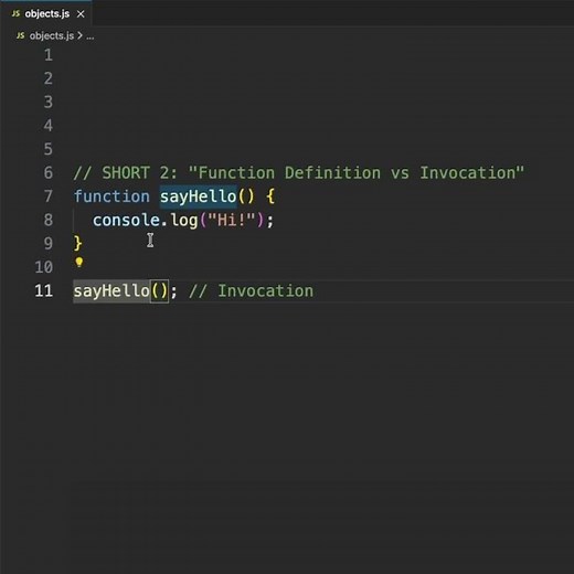 Function Definition vs Invocation Explained! ⚡ #javascript