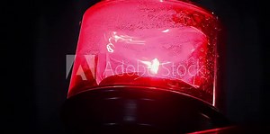 Flashing Red Lights of a Fire Engine or Fire Truck. Close Up. 4K Resolution.