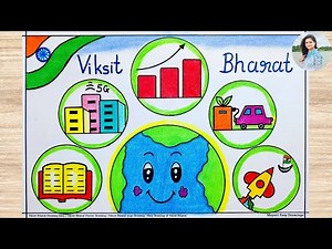 🇮🇳 Viksit Bharat Drawing Simple | My Vision for India in 2047 Drawing | Viksit Bharat Poster Drawing