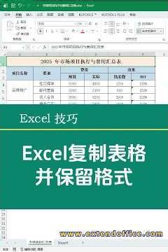 Excel复制表格并保留格式