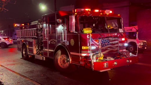 Carle place fire department Engine 911 on scene of a a house fire in Hicksville #fyp #fire #firedepartment #workingfire #housefire