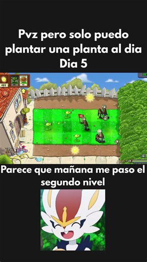 Pvz pero solo puedo plantar una planta al dia Dia 5 #pvz #pvz2 #plantasvszombies #shorts #pvzmobile