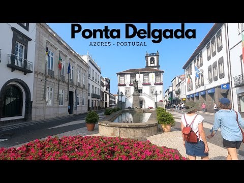 [4K] Ponta Delgada Sao Miguel Walking Tour - Azores Portugal
