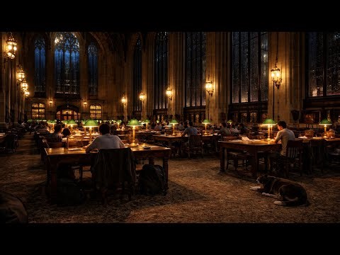 Late Night Library Study 📚🌙 | Rainy Gothic Library Ambience (Deep Focus & Calm)