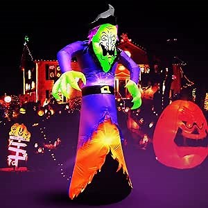 8 FT Height Halloween Inflatables Witch Outdoor/Indoor Decoration with Led Lights,Halloween Blow Up Witch for Holiday/Lawn/Party/Garden