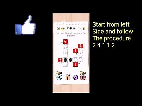 Brain test tricky puzzles level 213 (fill of the grids) solution or walkthrough