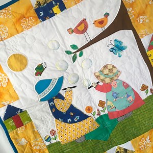 Panel Quilt PDF Pattern, Sunbonnet Sue Sisters Bubbles in the Park Quilt Panel Pattern. Hat Girl Applique Pattern, Sunbonnet Sue Applique - Etsy