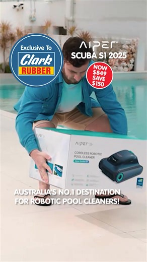 🚨 NEW Aiper Scuba S1 2025 – Exclusive to Clark Rubber, Save $150 Today 🚨 The smarter way to clean your pool! Say goodbye to manual scrubbing, hello to effortless, sparkling pool care. A cordless robotic pool cleaner that delivers full-floor & wall coverage, advanced app control, and ultra-fine filtration. ✨ Key Features: ✔️Upgraded Ultra-fine MicroMesh™️filter captures sand, dust & tiny debris ✔️Upgraded Battery, 180 min run time ✔️Upgraded connectivity, with full app control and updates ✔️Wav