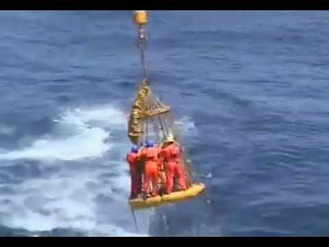Dangerous unsafe personnel transfer and ship crew falling overboard into the sea.