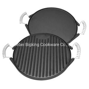 [Hot Item] Double Sided Round Cast Iron Reversible BBQ Grill Griddle Frying Pan