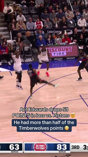 Anthony Edwards Scores 53 Points Against Pistons